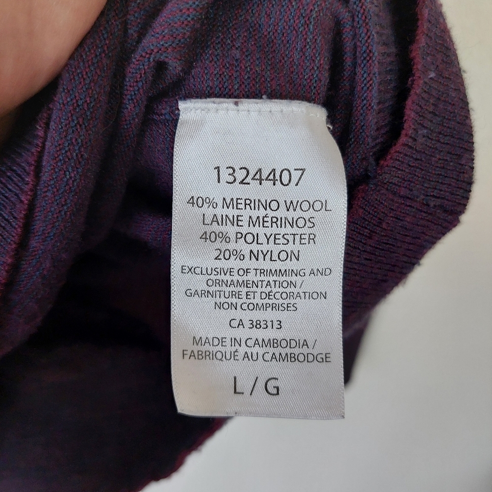 Ibex Purple Vneck Longsleeve Merino Wool Blend Sweater Size Large - Picture 5 of 10